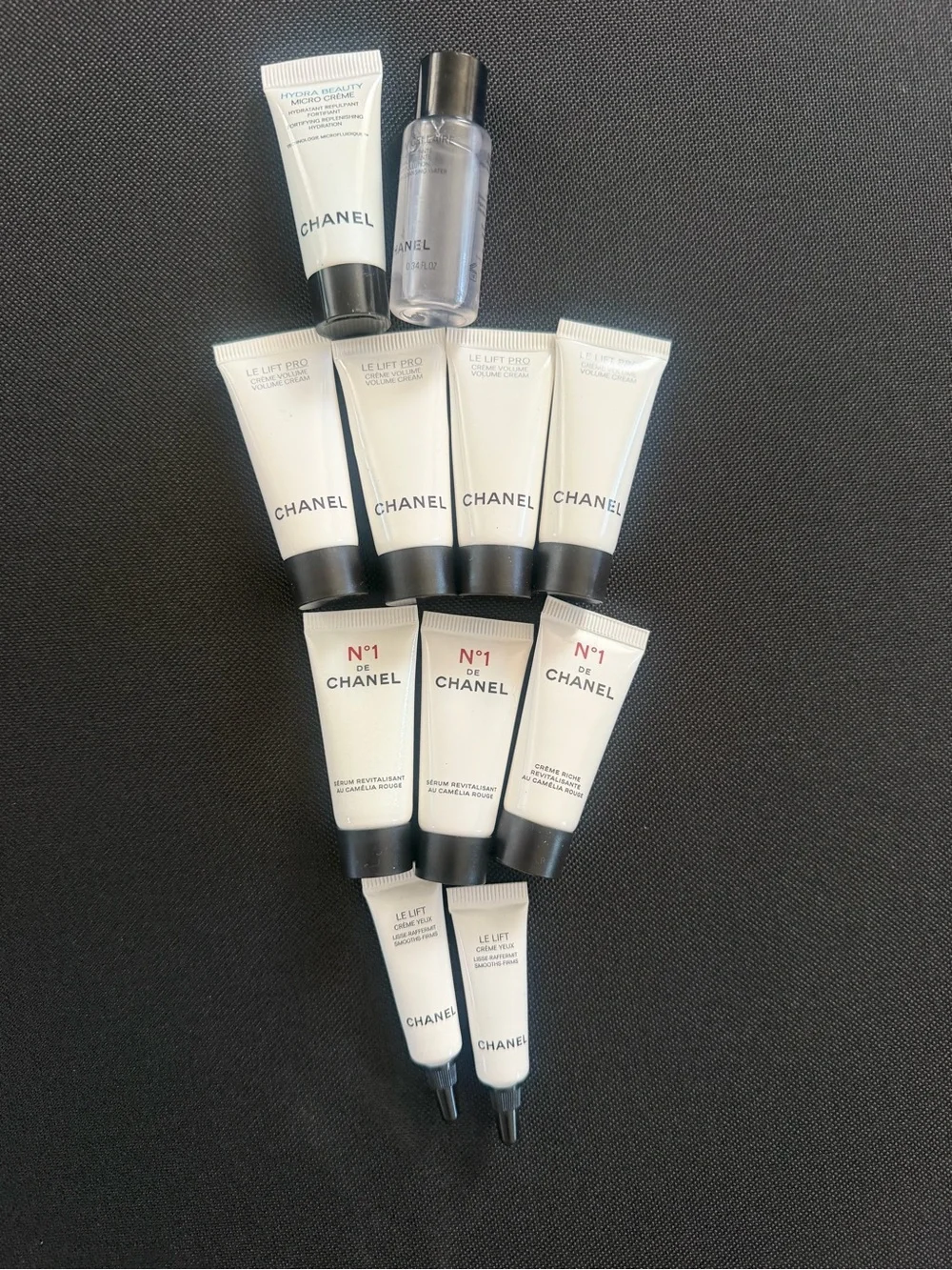 A bundle of 11 CHANEL Skincare Travel Size